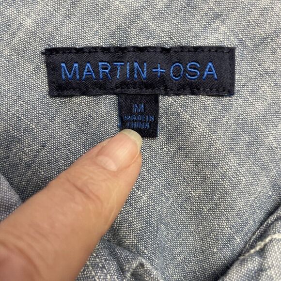 Martin + Osa Western Shirt Mens M Light Blue Short Sleeve Pearl Snap Hipster - Picture 3 of 7